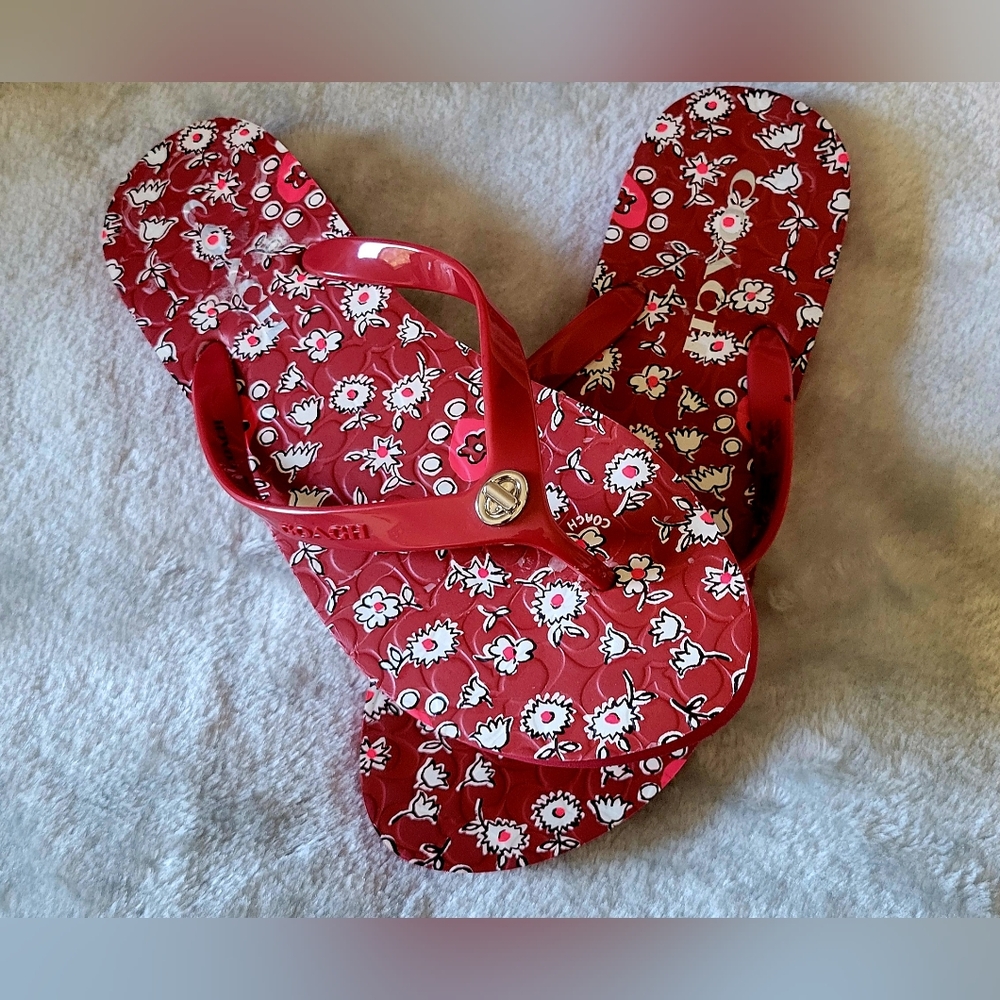 Coach Red Floral Sandals